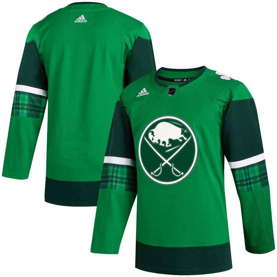Buffalo Sabres Blank Men Adidas 2020 St. Patrick Day Stitched NHL Jersey Green